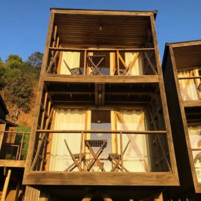 Plano de cabaña 40 m2 con segundo piso