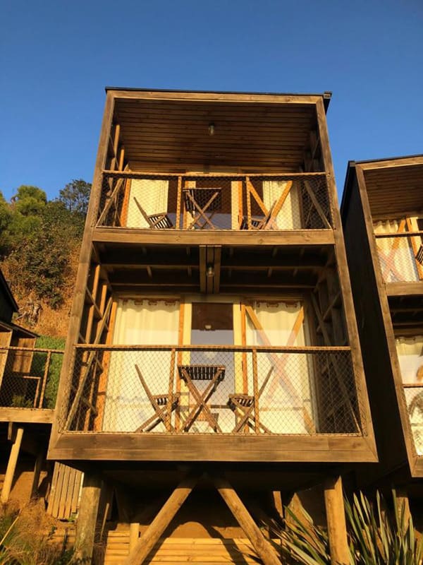 Plano de cabaña 40 m2 con segundo piso